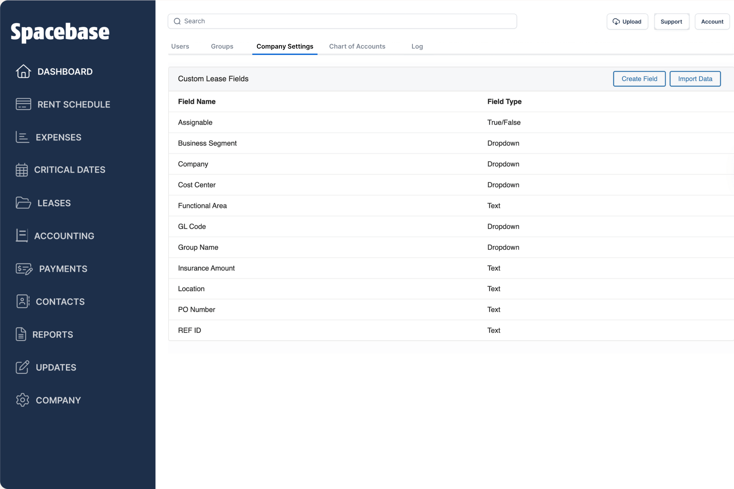 Custom Lease Fields in Spacebase